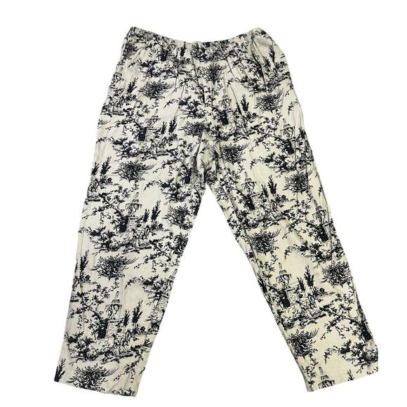 Country Wear Toile Pants 3X Linen Rayon Pull-On Cottagecore Coastal Grandma - Picture 2 of 8